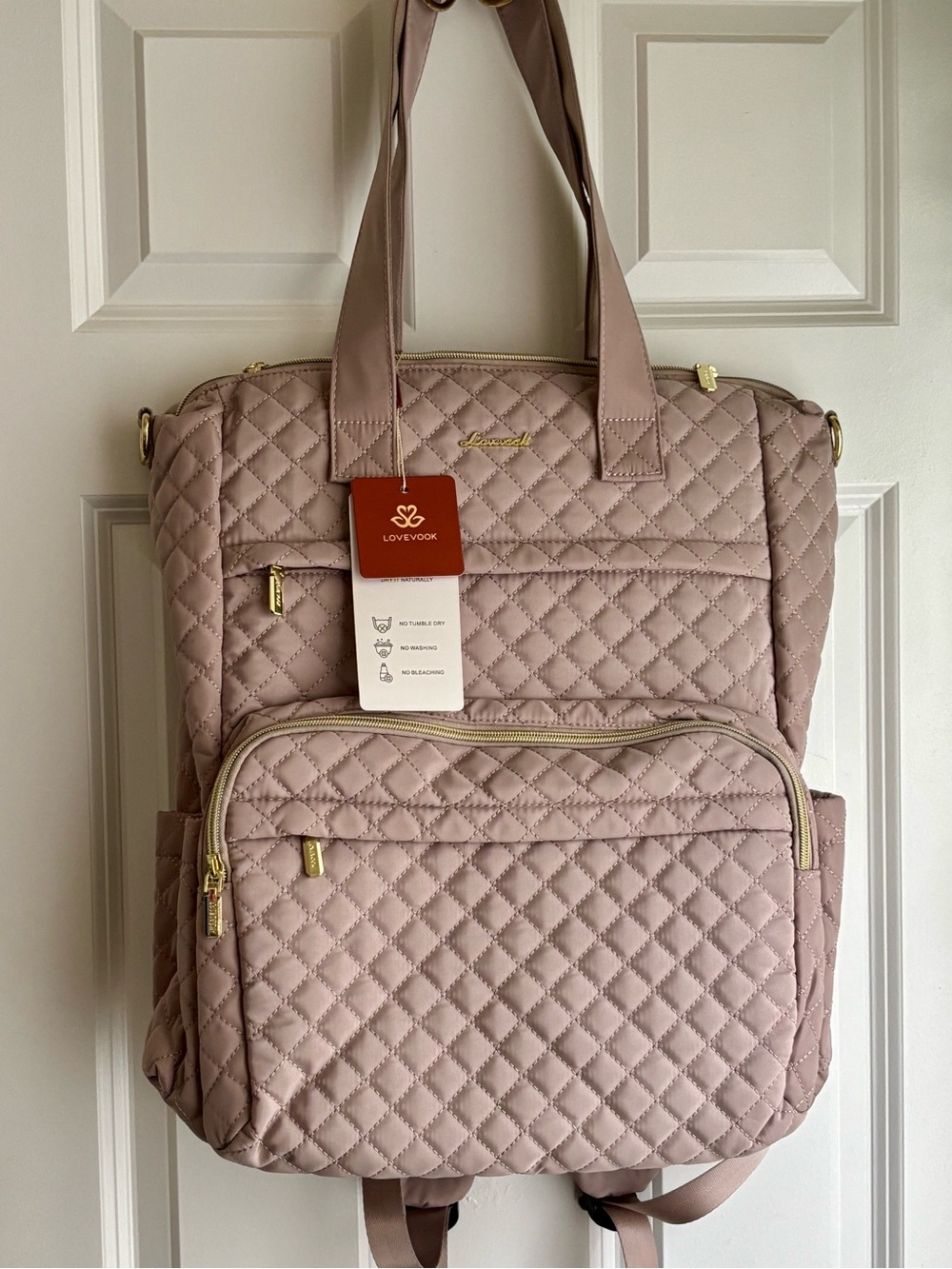 Quilted Tan Women’s Backpack Tote
